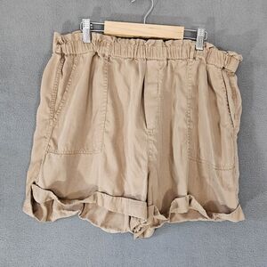 Lucky Brand Womens Large L Mom Khaki Pullup Shorts Cuffed Preppy